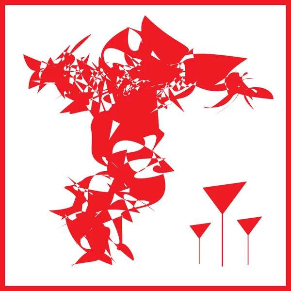Abstraction in het rode tinten wijn glas — Stockvector