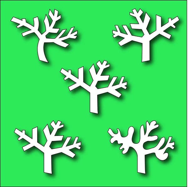 分岐の木のシルエットのコレクション — ストックベクタ
