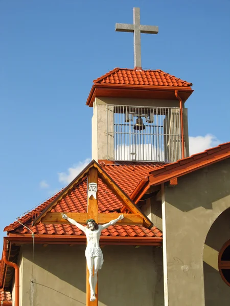 Cross, BUILDING CATHOLIC CHAPEL IN DYRDY — Stock Photo, Image