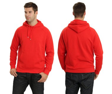 Male wearing blank red hoodie clipart