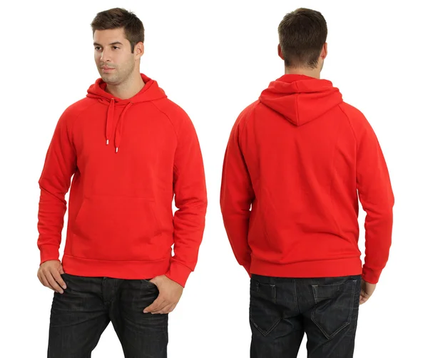 Masculino vestindo branco vermelho hoodie — Fotografia de Stock