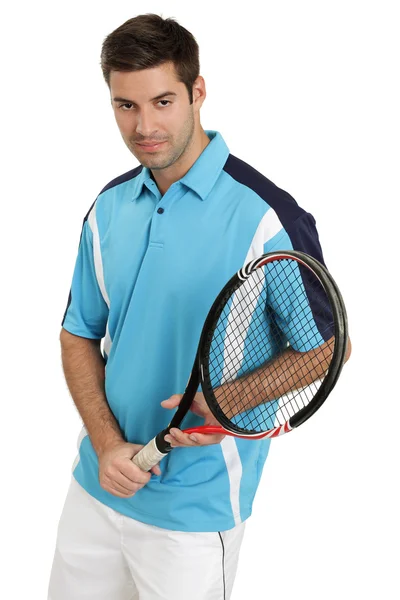Jogador de tênis masculino segurando raquete — Fotografia de Stock