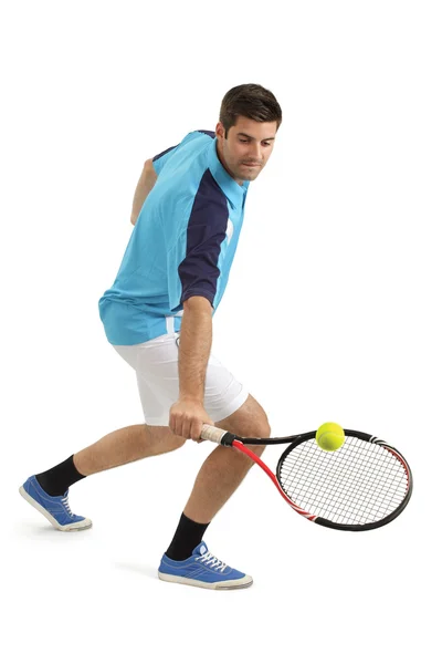 Erkek tenisçi topa vuruyor — Stok fotoğraf
