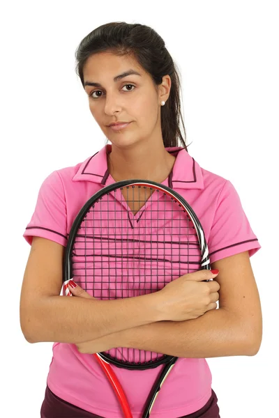 Jugadora de tenis femenina con actitud — Foto de Stock