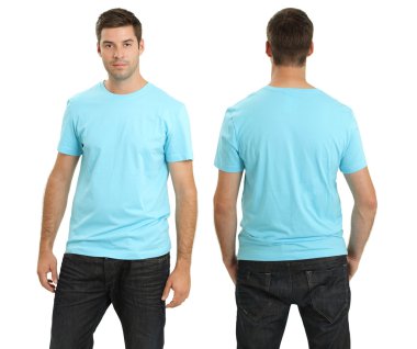 Male wearing blank light blue shirt clipart