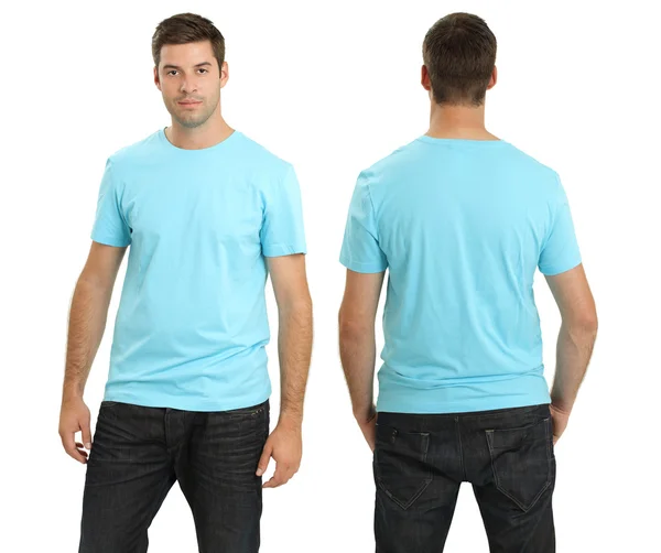 Man bär tomma ljus blå skjorta — Stockfoto