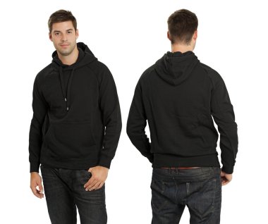 Male wearing blank black hoodie clipart
