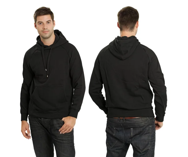 Mannelijke dragen lege zwarte hoodie — Stockfoto