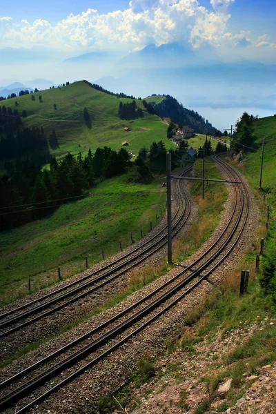 Трамвайные пути Швейцарии — стоковое фото