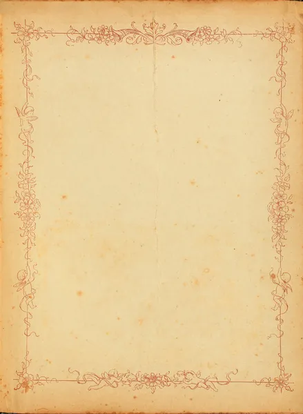 Vintage stained paper with floral border — Stock Photo, Image