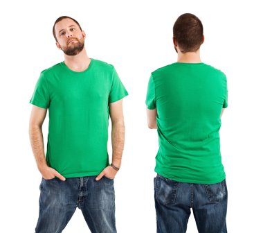 Male wearing blank green shirt clipart