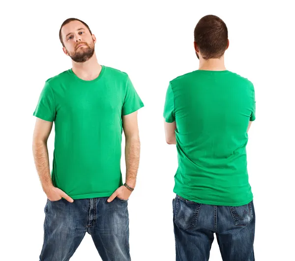 Mannelijke dragen lege groen shirt — Stockfoto