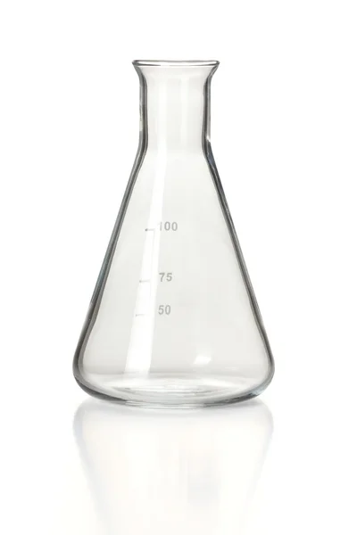 Erlenmeyerova baňka prázdná chemie — Stock fotografie