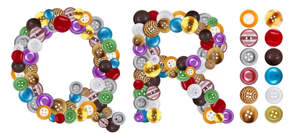 Characters Q and R made of clothing buttons — Stock Photo, Image