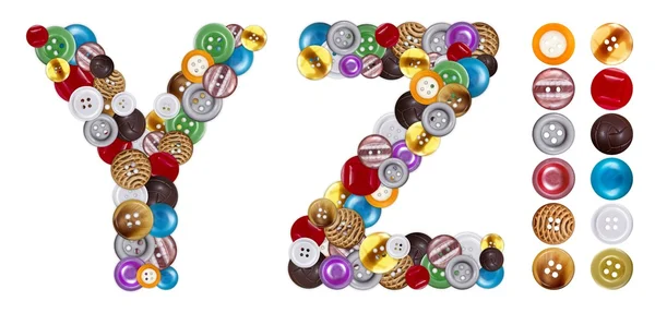 Personagens Y e Z feitos de botões de roupa — Fotografia de Stock