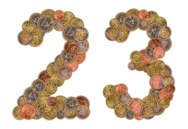 Numéros 0 et 1 faits de pièces en euros — Photo