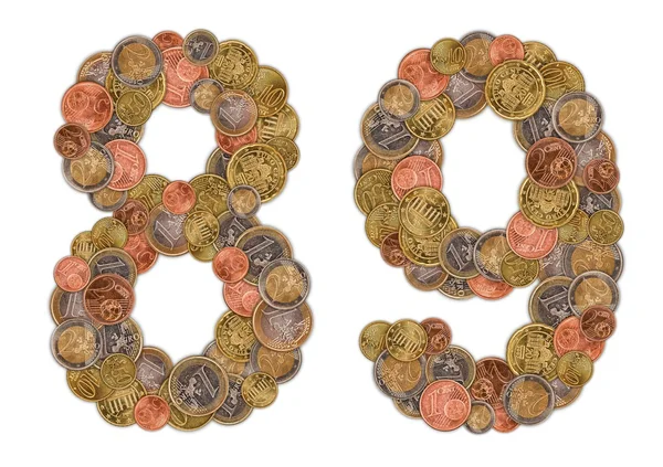 Numéros 0 et 1 faits de pièces en euros — Photo