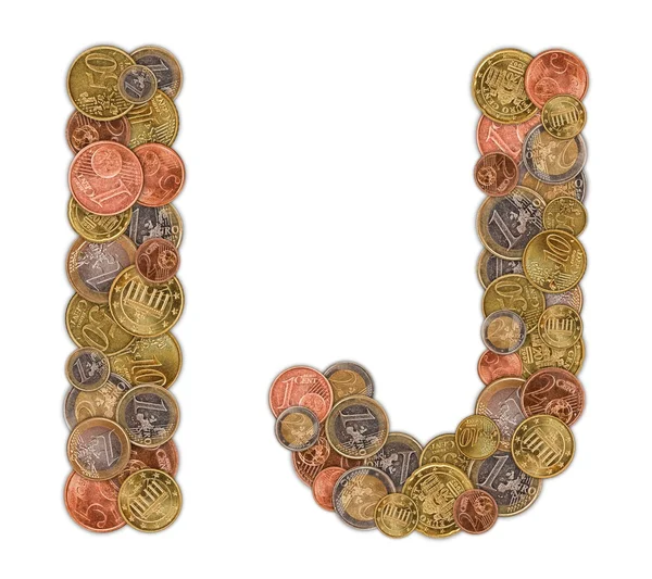 ヨーロッパの硬貨から成っている i と j の文字 — ストック写真