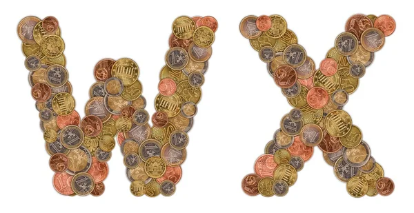 文字、およびヨーロッパの硬貨から成っている b — ストック写真