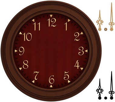 Old fashioned clock with golden numbers clipart