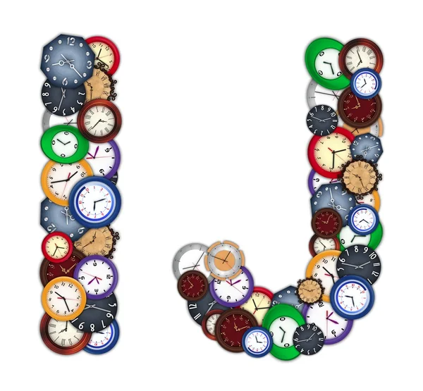 Characters I and J made of various clocks — Stock Photo, Image