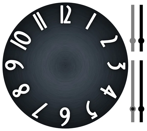 stock image Modern clock with dark, brushed metal background