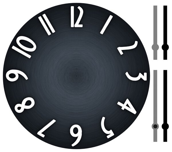 Modern clock with dark, brushed metal background