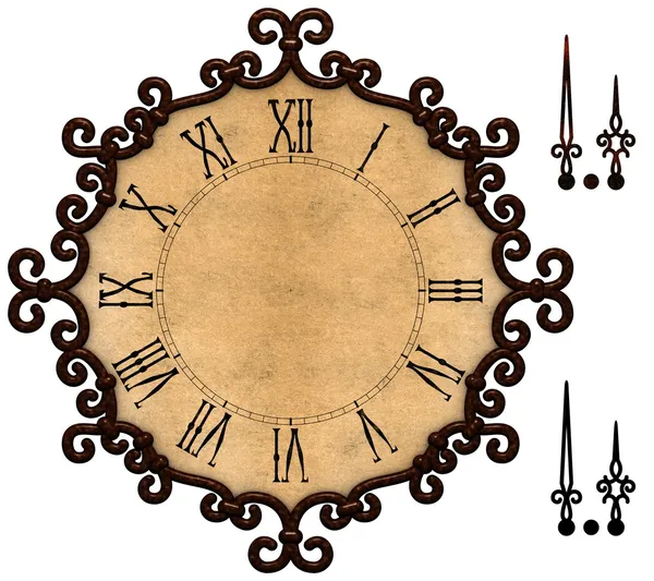 Vieille horloge avec cadre métallique de style victorien — Photo