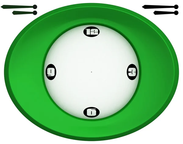 Proste, owalne w kształcie zegar zielony — Zdjęcie stockowe