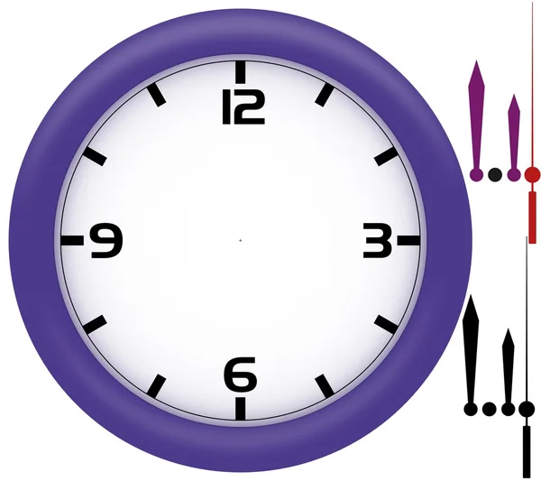 Simple clock with violet plastic frame — Stock Photo, Image