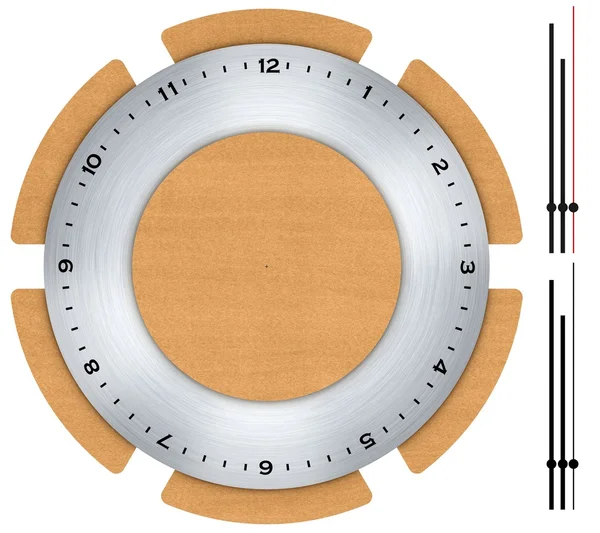 Zegar wykonany z drewna i szczotkowanego metalu — Zdjęcie stockowe