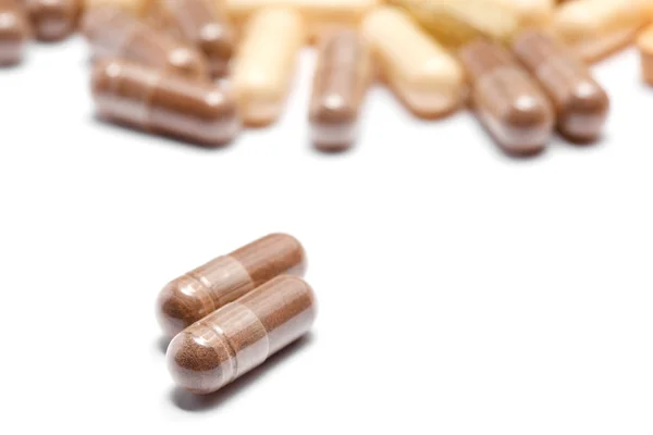 Pillole medicinali ammucchiati un sacco — Foto Stock