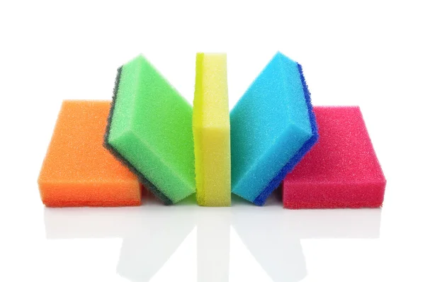 stock image Five multi-colorful kitchen sponges