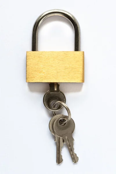 Padlock and keys on a white background — Stock Photo, Image