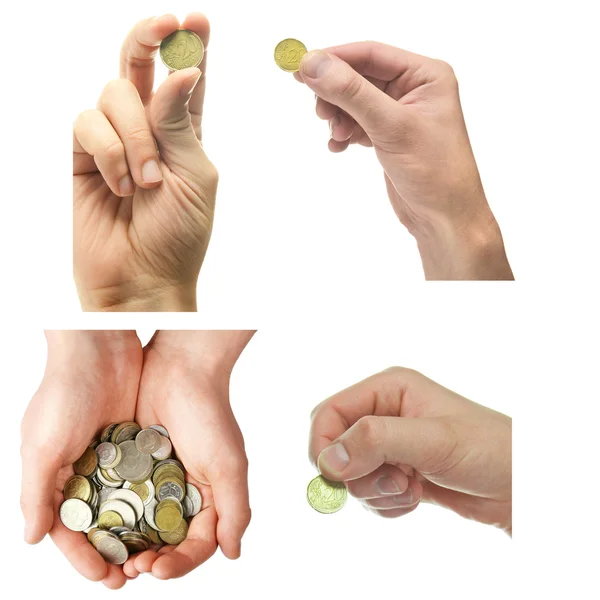 stock image Hand and coins collection