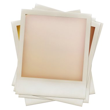 A pile of grungy blank instant film frames clipart