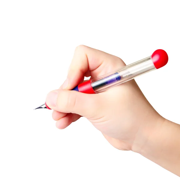 Ruka držící inkoustové pero — Stock fotografie