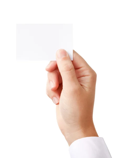 Mão e cartão em branco — Fotografia de Stock