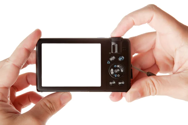 stock image Hands holding digital photo camera