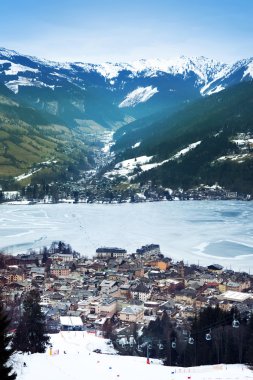 Aeral view down on Zell Am See clipart
