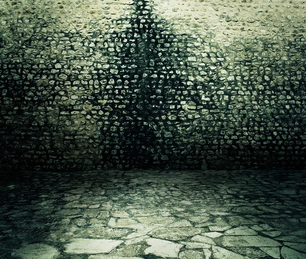 Uralte Grunge-Mauer aus Steinziegeln — Stockfoto