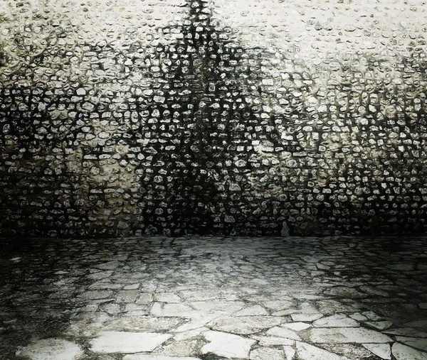 Gamla grunge vägg av sten tegel — Stockfoto