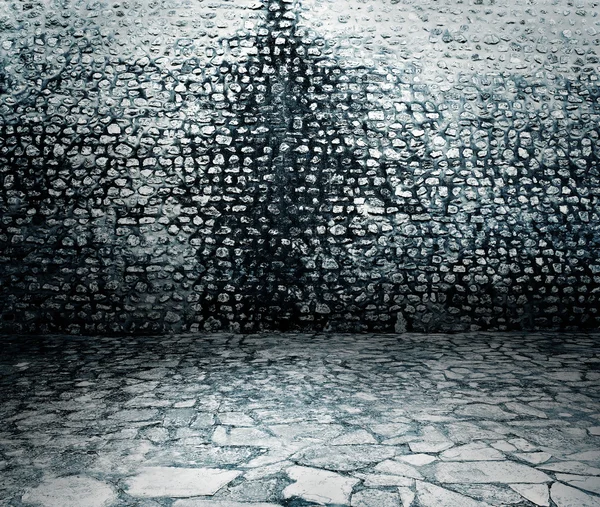 Uralte Grunge-Mauer aus Steinziegeln — Stockfoto