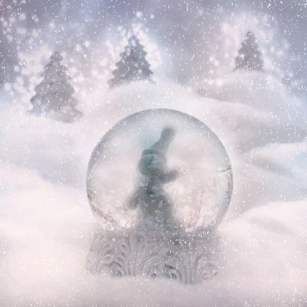 Schneekugel mit Schneemann — Stockfoto