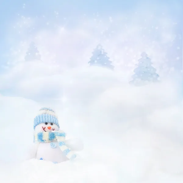 Sneeuwpop op de achtergrond van de winter — Stockfoto