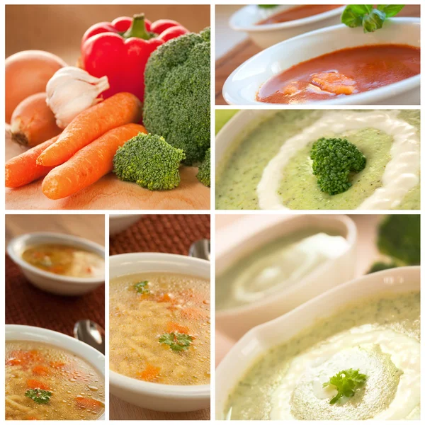 Sopa de verduras collage — Foto de Stock