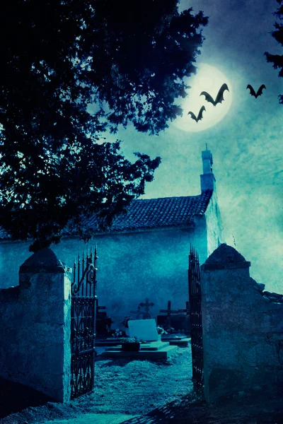 Halloween illustratie met kerkhof — Stockfoto