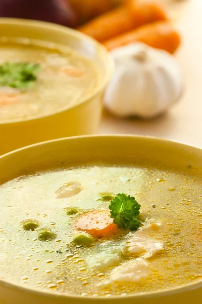 Vegetable soup with noodles — Stock Photo, Image
