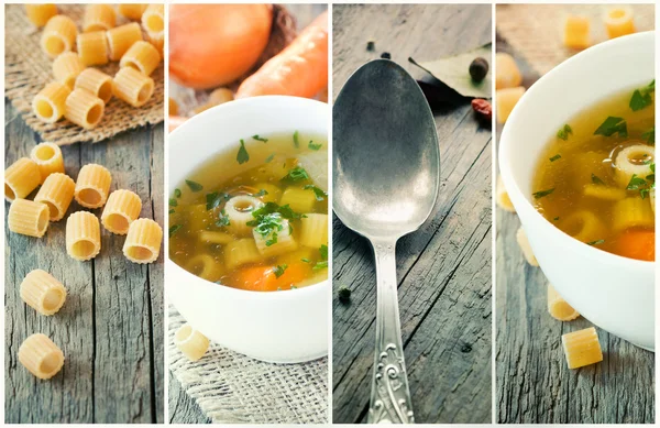 Vegetable soup collage — Stock Photo, Image