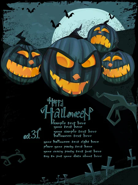 Halloween šablony s strašidelné dýně — Stockový vektor